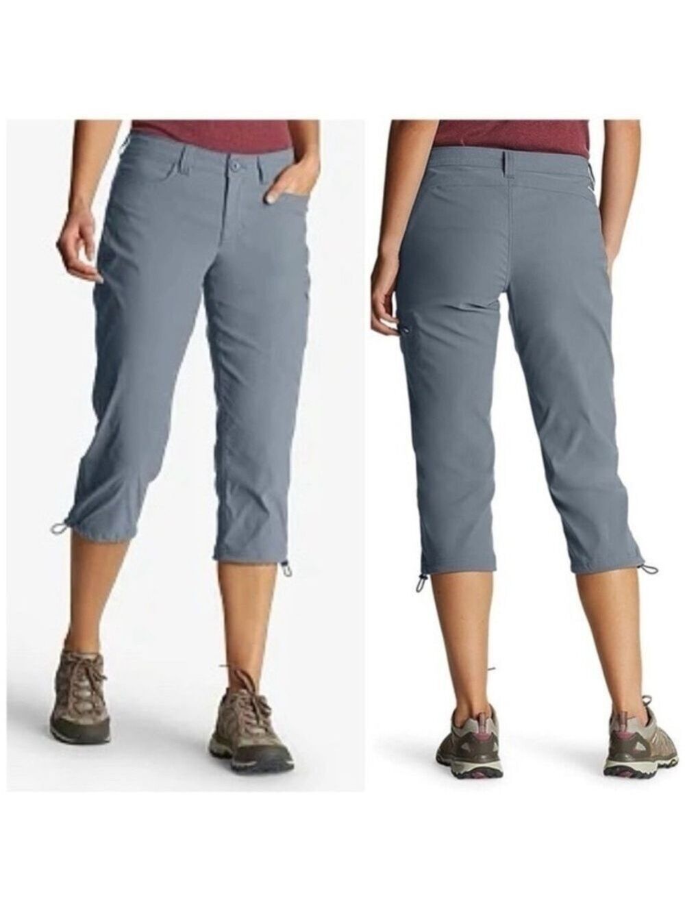 Eddie Bauer Grey Rainier Capris Cropped Hiking Pants, size 8